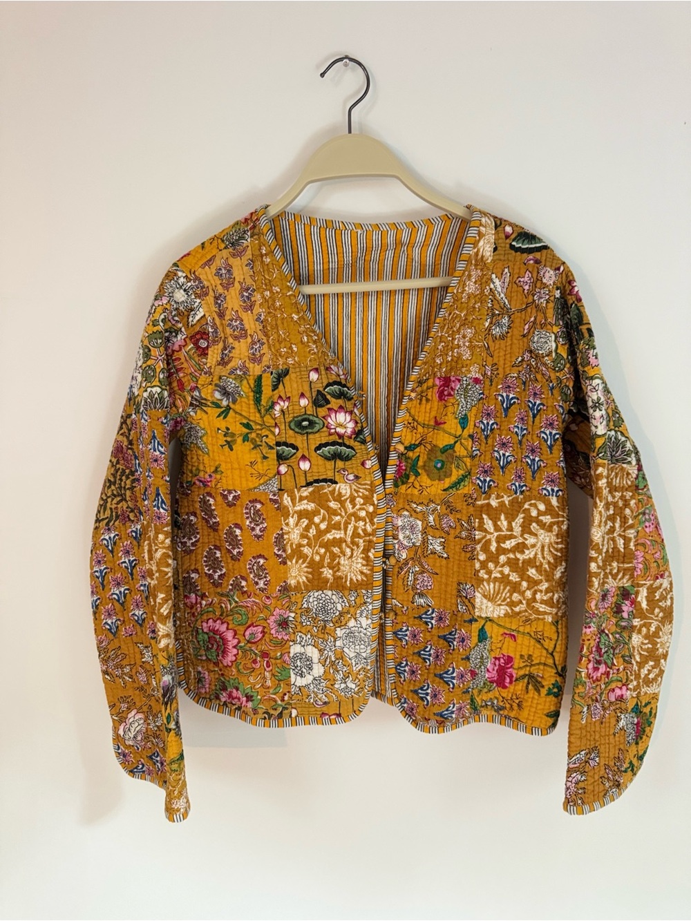 Mustard Floral Patchwork Quilted Jacket